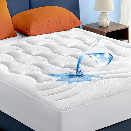 Bedsure Queen Mattress Protector Waterproof - Quilted Fitted Waterproof Mattress Pad with 8-21" Deep Pocket, Thick Mattress Cover Padded Topper for Queen Size Bed, 60x80 Inches, White