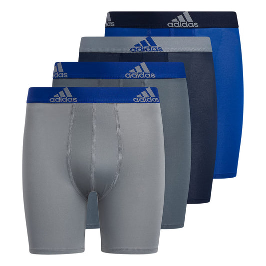 adidas Kids-Boy's Performance Long Boxer Briefs Underwear (4-Pack), Collegiate Royal Blue/Grey/Collegiate Navy, Large