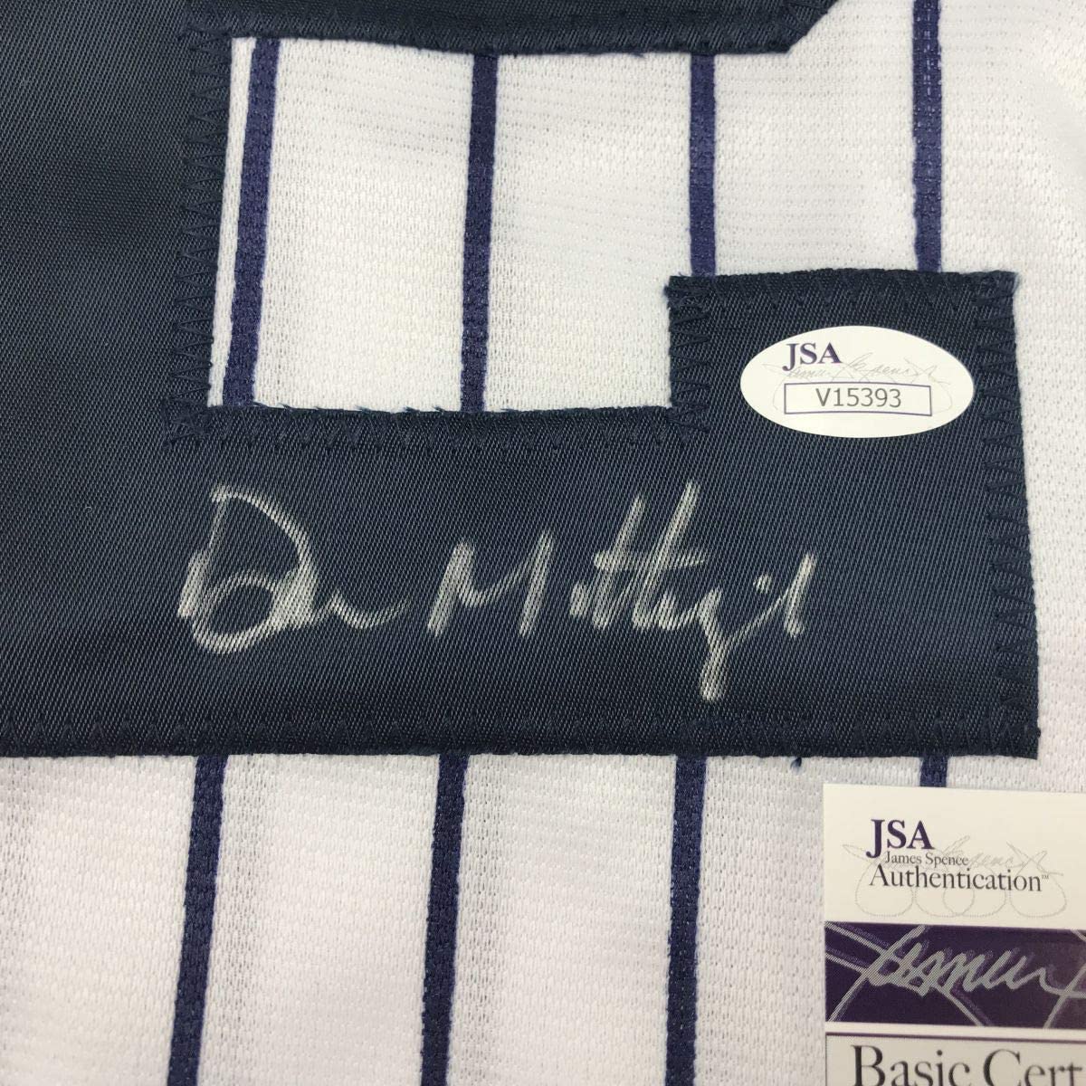 Autographed/Signed Don Mattingly New York Yankees Pinstripe Baseball Jersey JSA COA