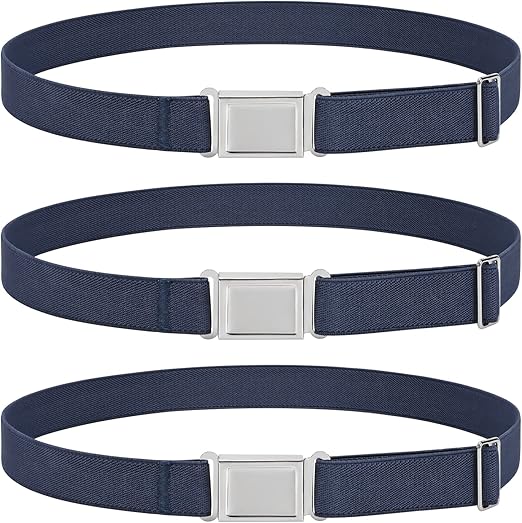 WHIPPY 3 Pack Kids Adjustable Magnetic Belt with Easy Magnetic Buckle for Boys Girls