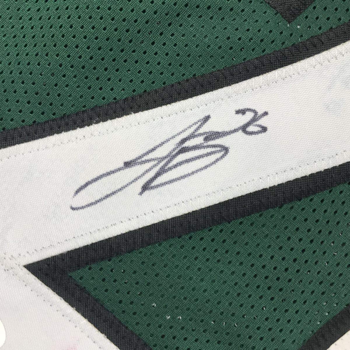 Autographed/Signed Le'Veon LeVeon Bell New York Green Football Jersey JSA COA