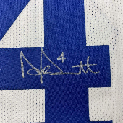 Autographed/Signed Dak Prescott Dallas White Football Jersey Beckett BAS COA