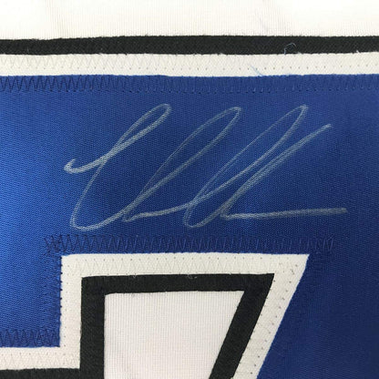 Autographed/Signed Victor Hedman Tampa Bay White Hockey Jersey JSA COA