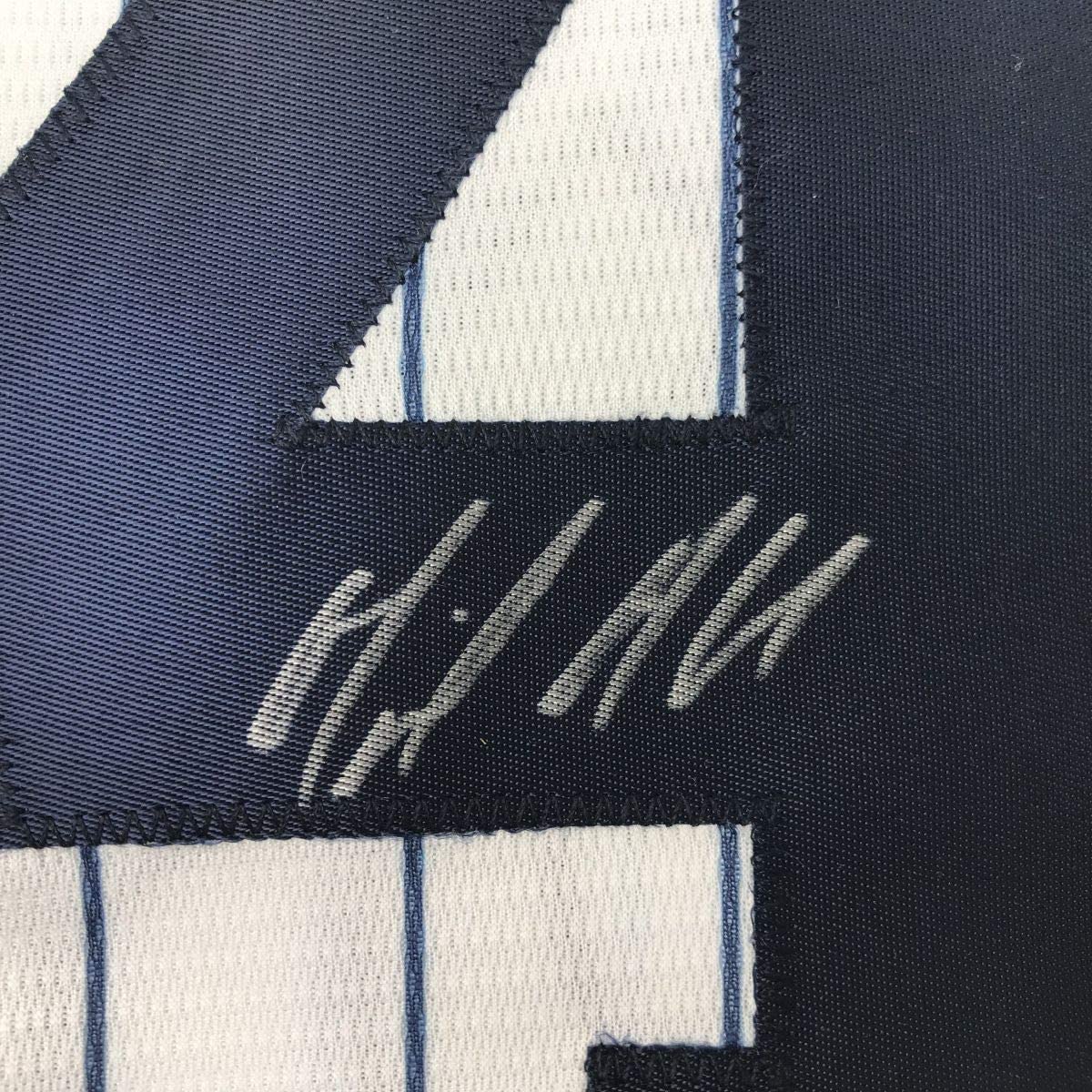 Autographed/Signed Miguel Andujar New York Pinstripe Majestic Baseball Jersey Beckett BAS COA