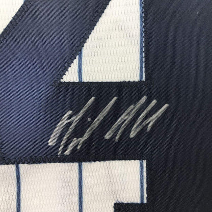 Autographed/Signed Miguel Andujar New York Pinstripe Majestic Baseball Jersey Beckett BAS COA