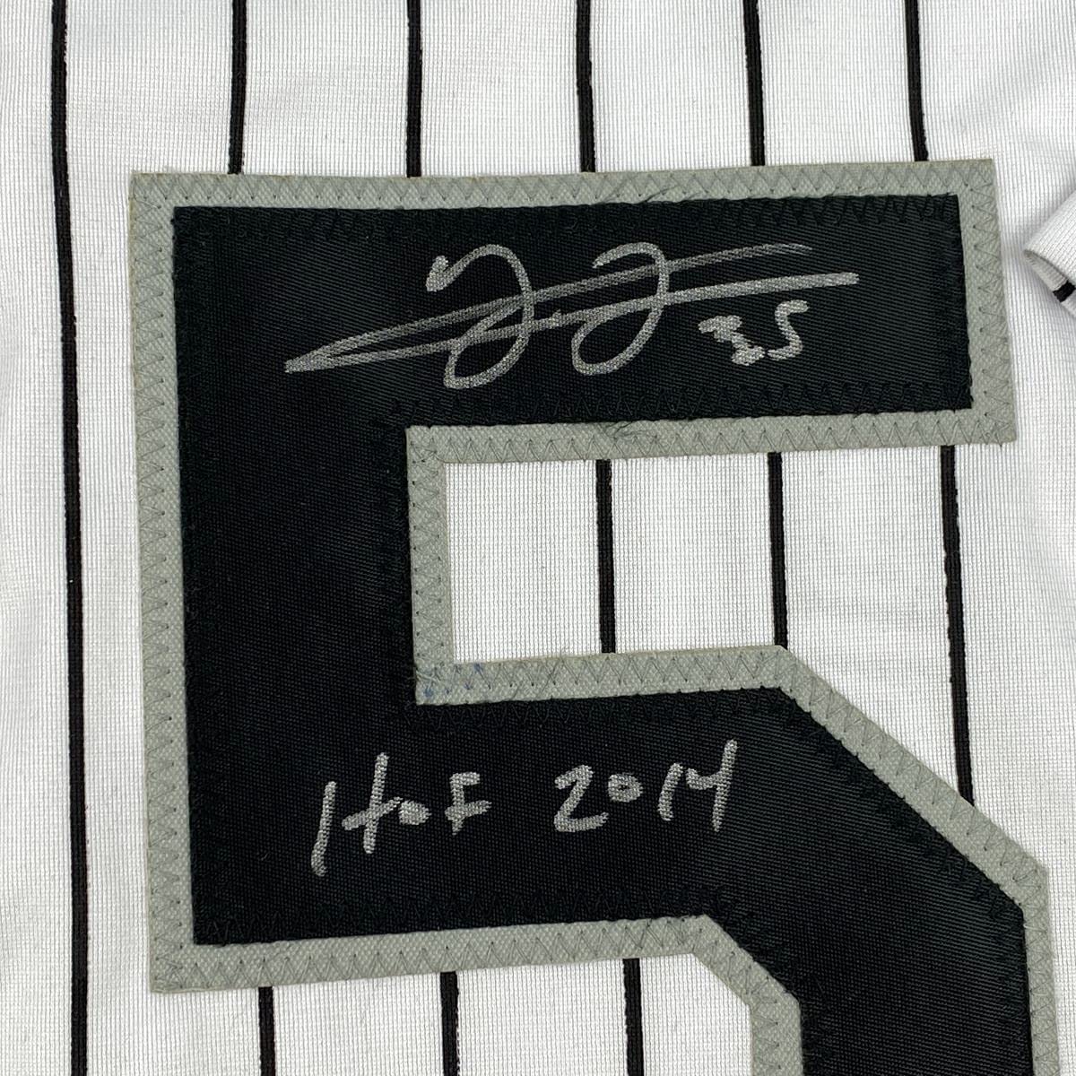 Autographed/Signed Frank Thomas HOF 2014 Chicago Pinstripe Baseball Jersey JSA COA