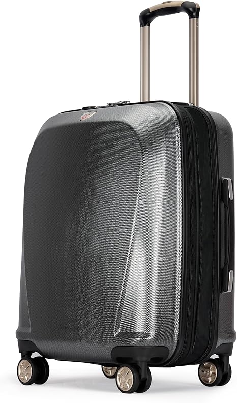 20inch Carry On Luggage, PC+ABS Expandable Suitcase with Spinner wheels TSA lock, Gray
