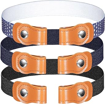 3 Pieces No Buckle Stretch Belts for Toddler, Adjustable Buckle-free Elastic Belt for Kids Boys and Girls, up to 24 Inch