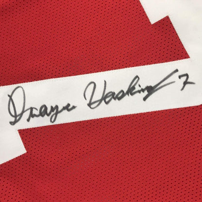 Framed Autographed/Signed Dwayne Haskins Jr. 35x39 Ohio State Red College Football Jersey JSA COA