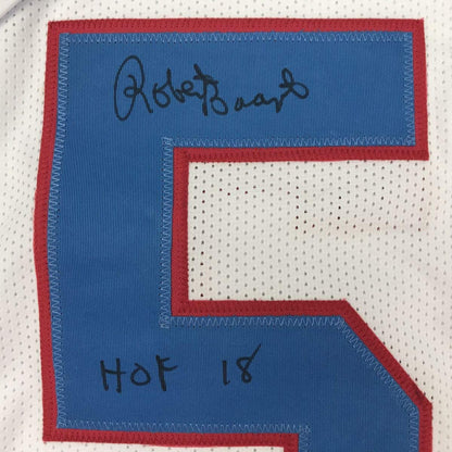 Autographed/Signed Robert Brazile HOF 18 Houston White Football Jersey JSA COA