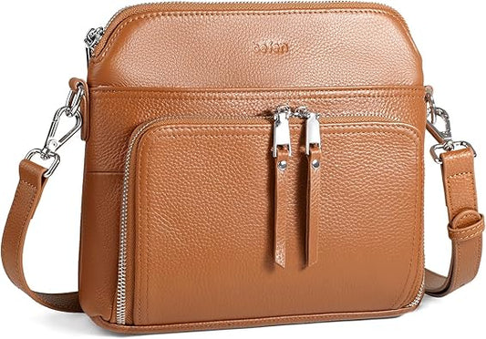 befen Genuine Leather Crossbody Purses for Women, Women's Small Crossbody Shoulder Bag with Built in RFID Wallet