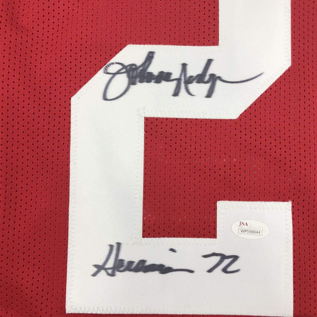 Autographed/Signed Johnny Rodgers Heisman 72 Nebraska Cornhuskers Red Football Jersey JSA COA