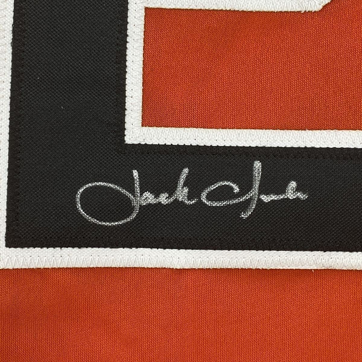 Framed Autographed/Signed Jack Clark 35x39 San Francisco Orange Baseball Jersey JSA COA