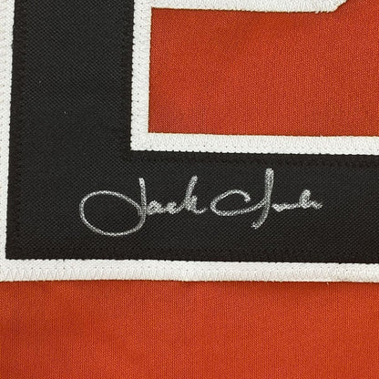 Framed Autographed/Signed Jack Clark 35x39 San Francisco Orange Baseball Jersey JSA COA
