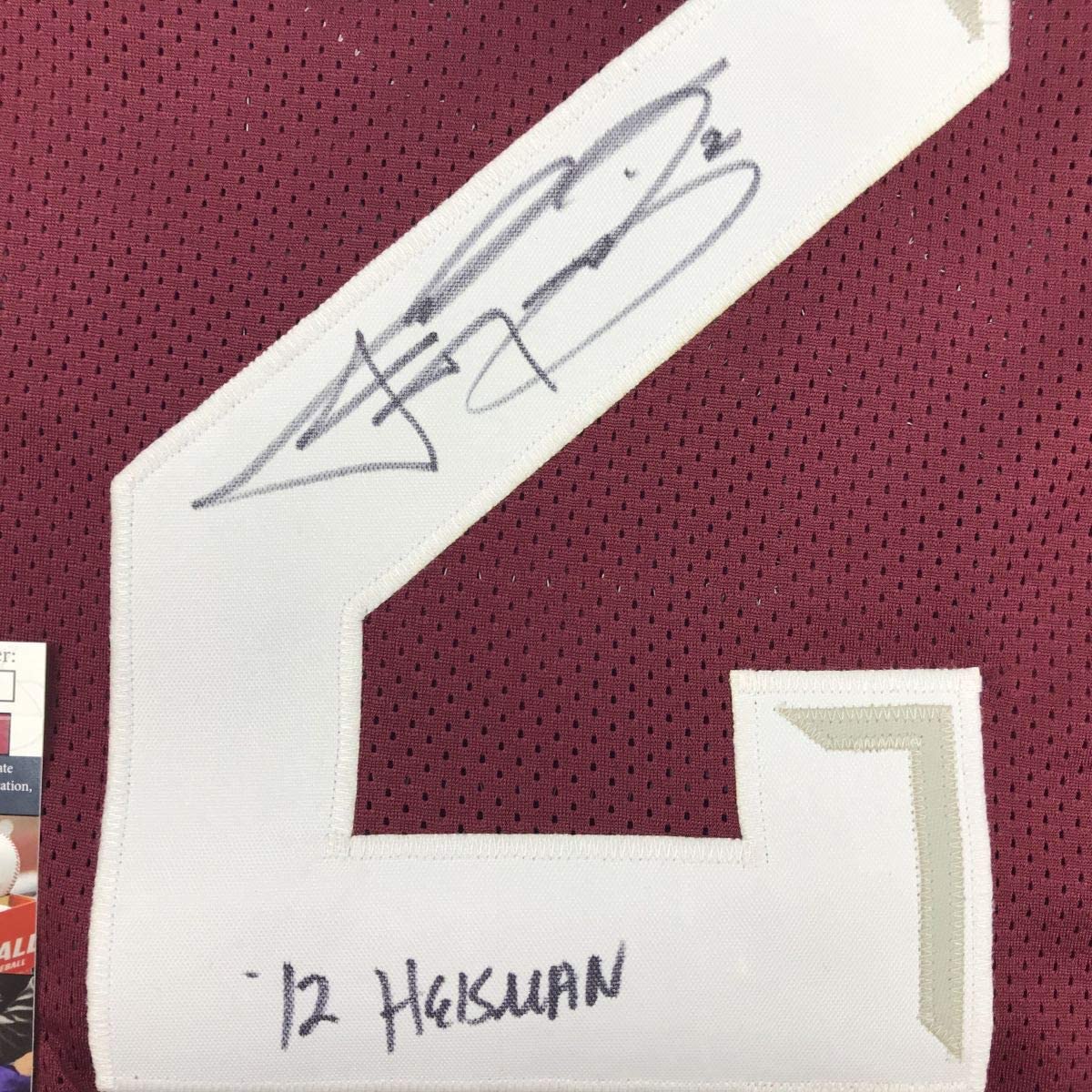 Autographed/Signed Johnny Manziel 12 Heisman Texas A&M Maroon Stat College Football Jersey JSA COA
