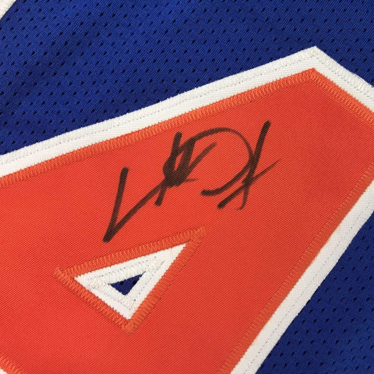 Autographed/Signed Charles Oakley New York Blue Basketball Jersey JSA COA