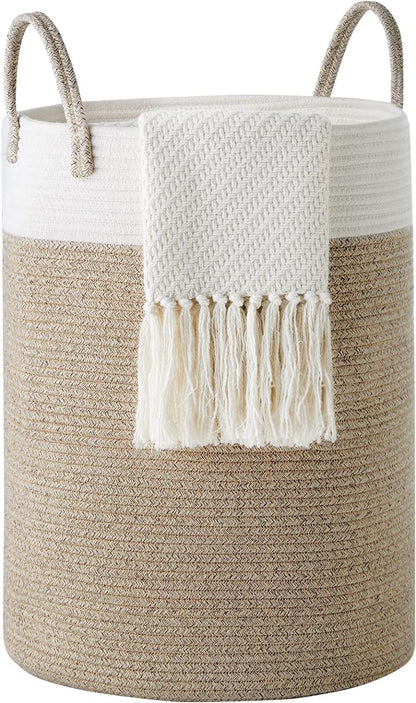 Cotton Rope Laundry Hamper by YOUDENOVA, 58L - Woven Collapsible Laundry Basket