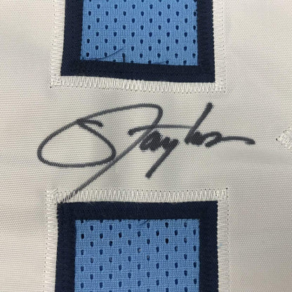 Autographed/Signed Lawrence Taylor North Carolina Blue College Football Jersey JSA COA Holo Only
