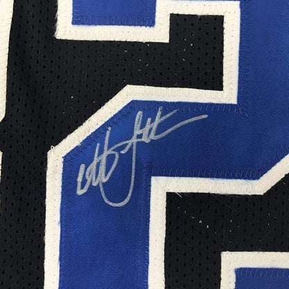 Autographed/Signed Christian Laettner Duke Black Stat The Shot College Basketball Jersey JSA COA