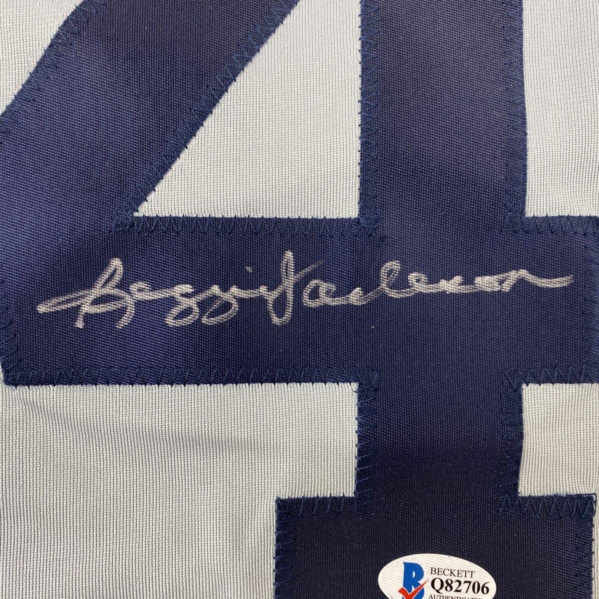 Autographed/Signed Reggie Jackson New York Grey Baseball Jersey Beckett BAS COA