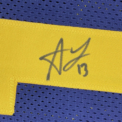 Autographed/Signed Allen Lazard Green Bay Retro Blue Football Jersey Beckett BAS COA