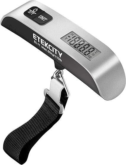 Etekcity Luggage Scale for Travel Essentials, Digital Suitcase Weight Scale with Hook, Portable Hanging Baggage Scale for Airplane Travel Essentials, 110 Pounds, Battery Included