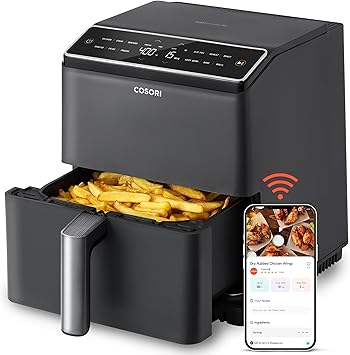 COSORI 6.8Qt Air Fryer, 12-in-1 Dual Blaze for 360ԍ Crispy Meals, No Shaking & Preheating to Fast Cooking with Bake, Roast, Broil, 100+In-App Recipes, Dishwasher Safe