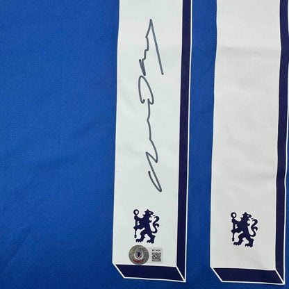 Framed Autographed/Signed Didier Drogba 35x39 Chelsea FC Blue Soccer Futbol Jersey Beckett BAS COA