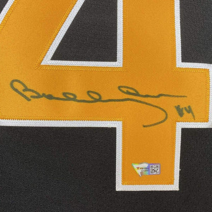 Framed Autographed/Signed Bobby Orr 35x39 Boston Yellow Hockey Jersey Beckett Fanatics COA