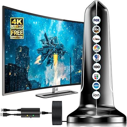 2025 Digital Antenna for Smart TV, 1900+ Miles Range TV Antenna Indoor/Outdoor, Antennas for Local Channels with Amplifier Support 4K 1080p HDTVs-Thick Coaxial Cable