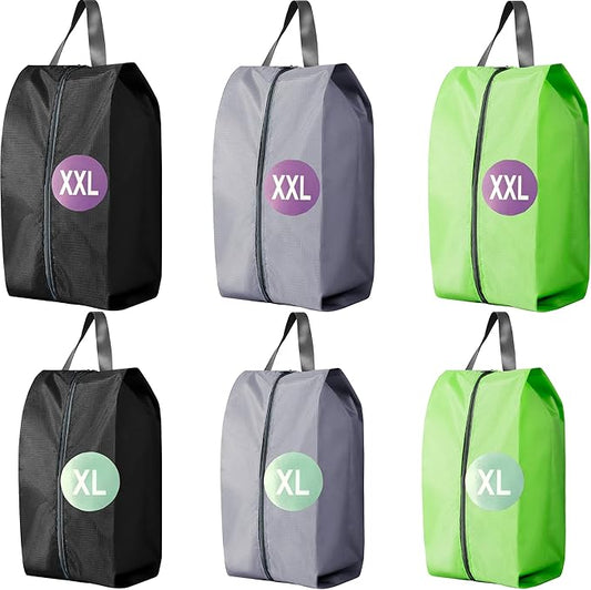 Travel Shoe Bag 6 Set Waterproof Nylon With Zipper Shoe Luggage Bag Travel Can Used AS Golf Shoe Bag, gym shoe bag, sneaker travel bag or soccer shoe bag Multicolor, Travel Accessories