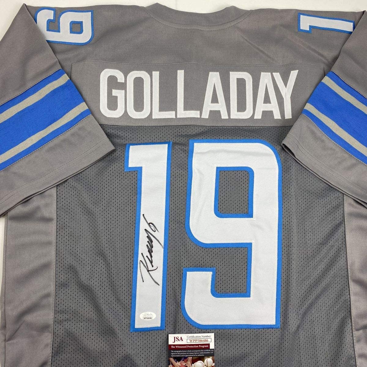 Autographed/Signed Kenny Golladay Detroit Grey Football Jersey JSA COA
