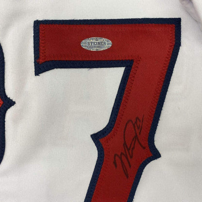 Autographed/Signed Mike Trout Los Angeles White Baseball Jersey Steiner Sports COA Hologram Only
