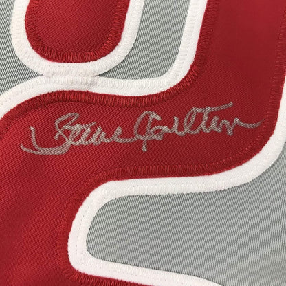 Framed Autographed/Signed Steve Carlton 35x39 Philadelphia Grey Baseball Jersey JSA COA
