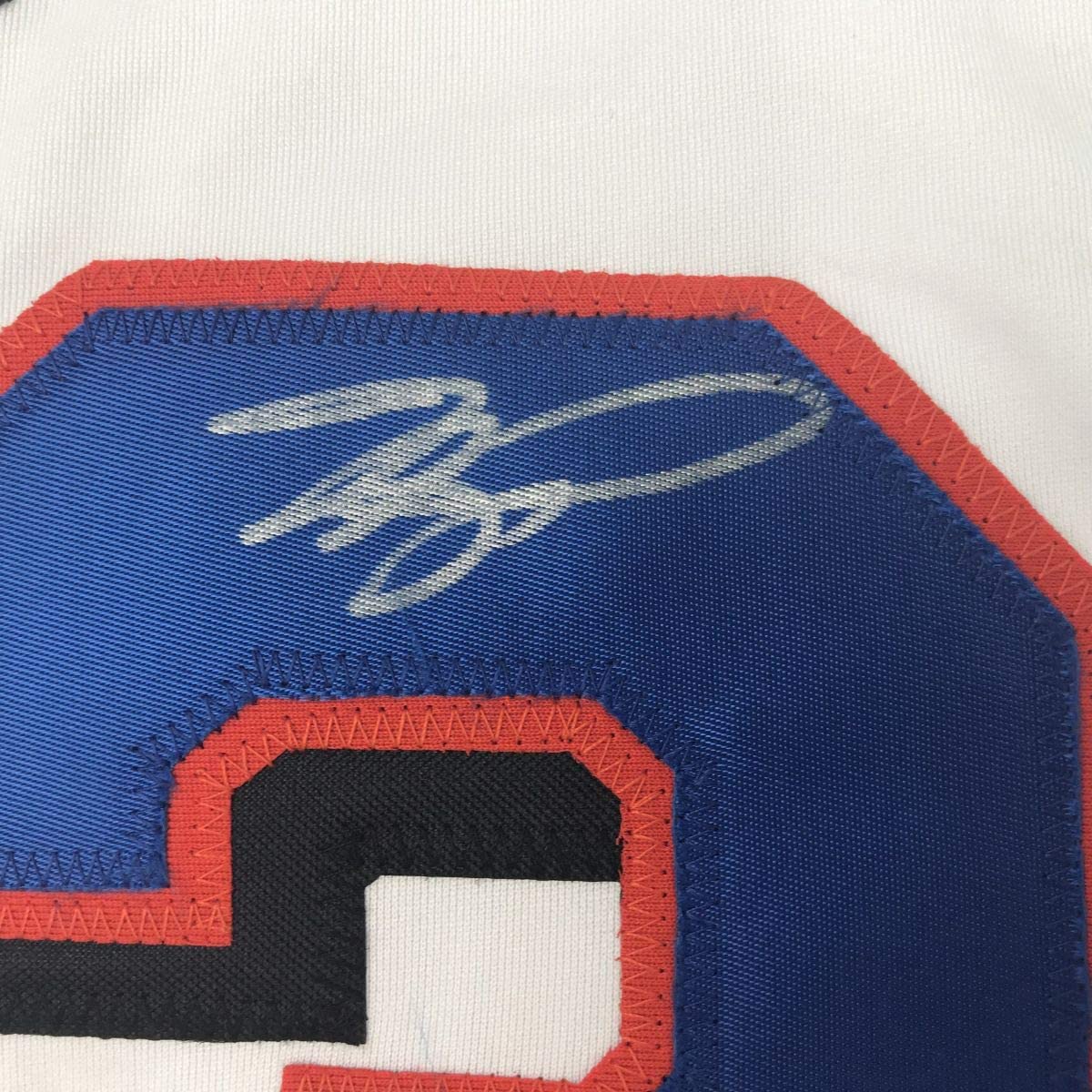 Autographed/Signed Mike Piazza New York NY White Baseball Jersey Beckett BAS COA