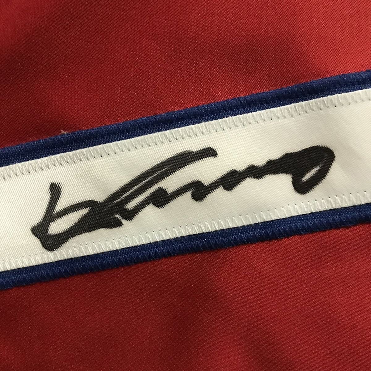 Framed Autographed/Signed Vladimir Guerrero 35x39 Montreal Red Baseball Jersey JSA COA