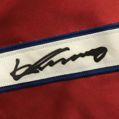 Framed Autographed/Signed Vladimir Guerrero 35x39 Montreal Red Baseball Jersey JSA COA