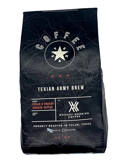 Smoked Coffee Beans: Pecan and Cherry Smoked Coffee, Fire Roasted Texian Army Brew (Ground)