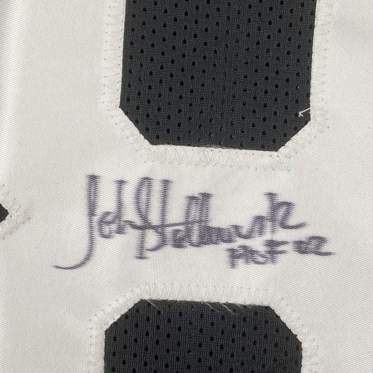 Autographed/Signed John Stallworth HOF 02 Pittsburgh Black Football Jersey JSA COA