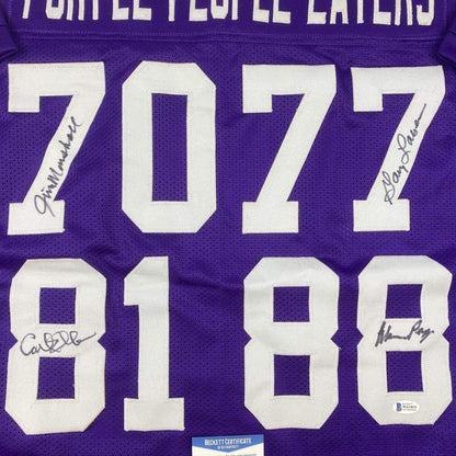 Autographed/Signed Purple People Eaters Minnesota Purple Football Jersey Beckett BAS COA