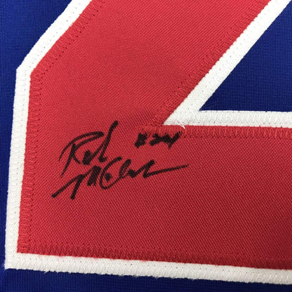 Autographed/Signed Rob McClanahan Blue Team USA Miracle On Ice 1980 Olympics Hockey Jersey Beckett BAS COA