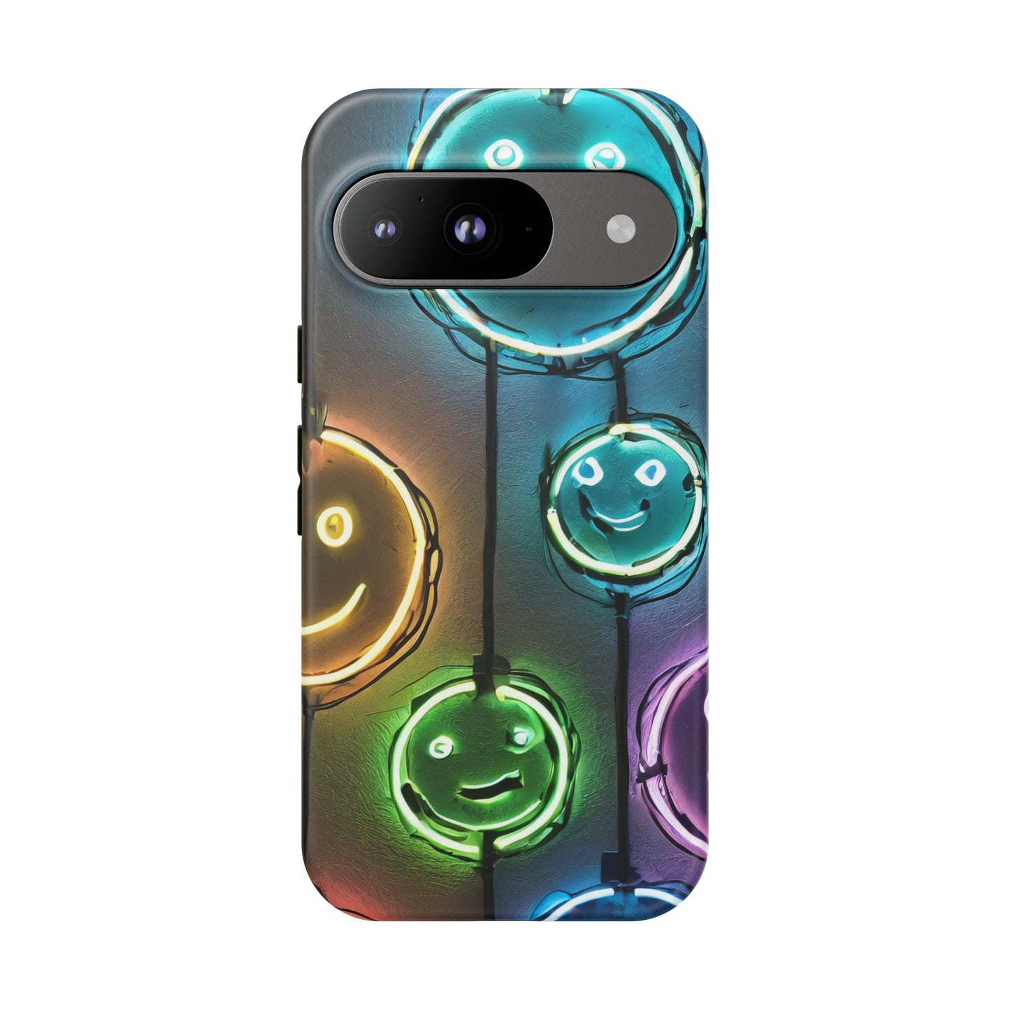 Colorful Neon Smiley Face Phone Case - Tough & Stylish Protection