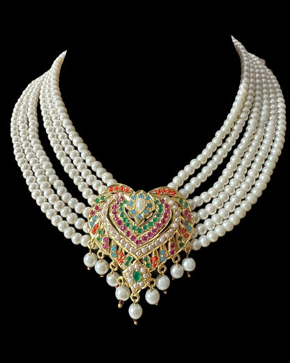 BR320 navratan jadau bridal set in shell pearls ( READY  TO SHIP)
