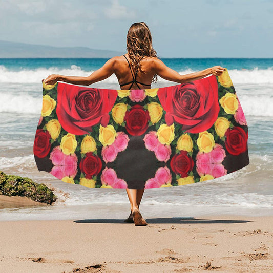 Red and Yellow Roses Beach Towel 31" x 71" (Made In USA)