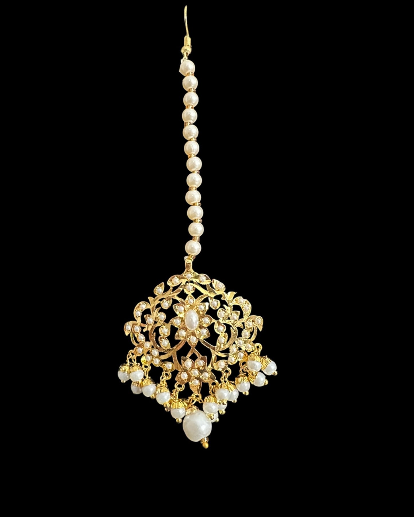 DJTK360 Pearl jadau tika with gold plating ( READY TO SHIP )