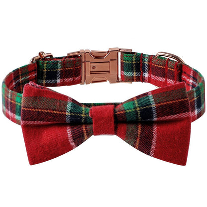 Rose Gold Buckle Plaid Dog Collar