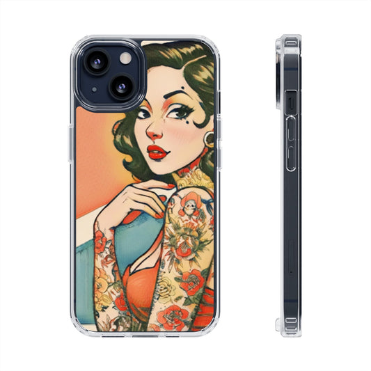 Retro Pin Up Clear Phone Case