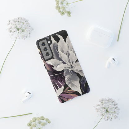 White & Plum Floral Tough Phone Case