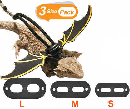 Adjustable Reptile Leash & Harness Kit with Dragon Wings