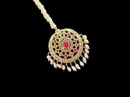 DJTK348 Zeba tika in fresh water pearls - Ruby ( READY TO SHIP)